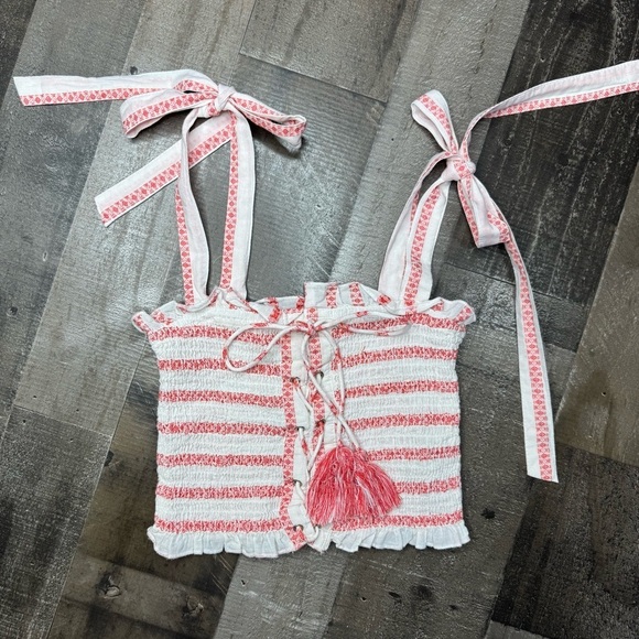 Free People Pink and White Crop Top - Picture 3 of 14